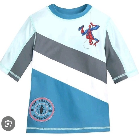 Disney Other - Disney Marvel Boys 5/6 Amazing Spiderman Swim Top Shirt Rash Guard 1962 Logo